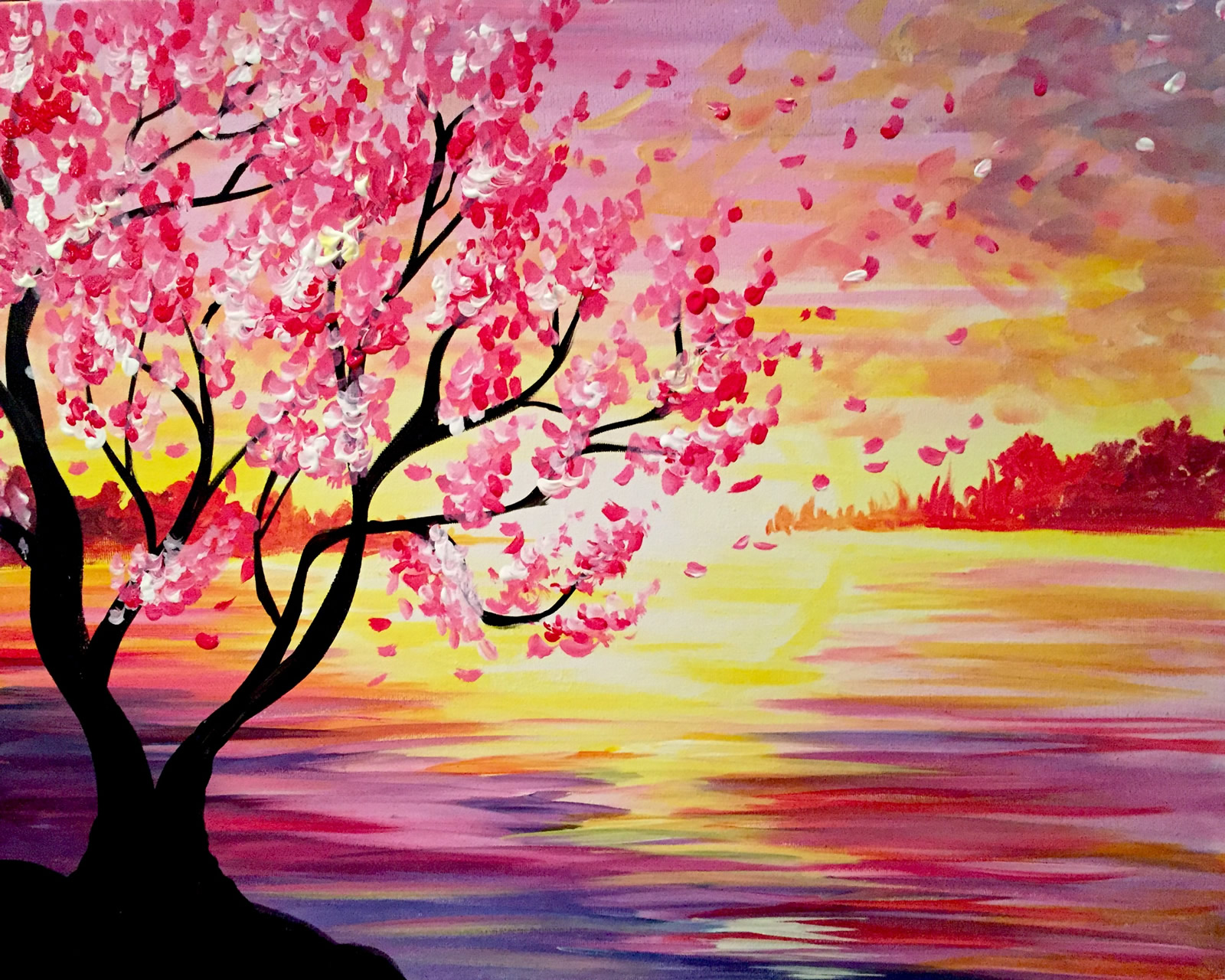 PaintNite Sunset Cherry Blossoms SIMONHOLT Restaurant FOOD DRINK paintnite-sunset-cherry-blossoms-simonholt-restaurant-food-drink